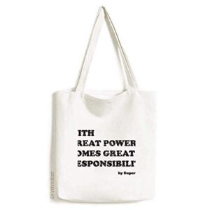 great power comes great responsibility tote canvas bag shopping satchel casual handbag