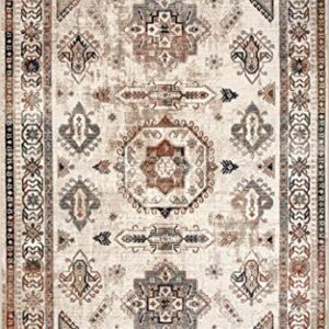 nuLOOM Maison Fading Tribal Medallion Fringe Area Rug, 4' x 5' 7", Beige