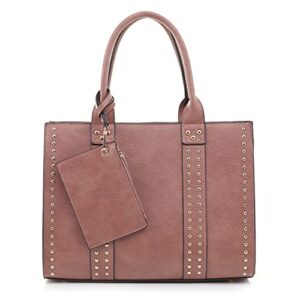jessie & james | concealed carry top handle handbag | faux leather locking firearm purse | crossbody with stud accent |mauve