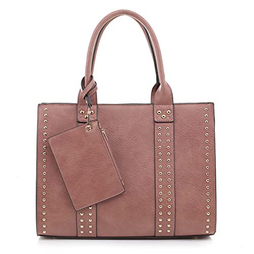 Jessie & James | Concealed Carry Top Handle Handbag | Faux Leather Locking Firearm Purse | Crossbody with Stud Accent |Mauve