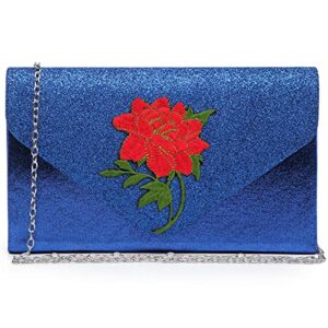 dasein women floral evening bags clutch purses handbags for wedding party prom formal dressy purses(floral blue)