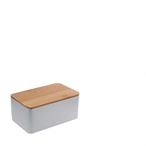 HXSAF Storage Box, Christmas Creative Gift Iron Storage Box Storage Box with Bamboo Cover Coin Candy Key Square Bite Storage Box 9.5x9.5x6.5cm, 10.5x7.5x7.2cm, 13x8x5.8cm (Silver), L-13x8x5.8cm