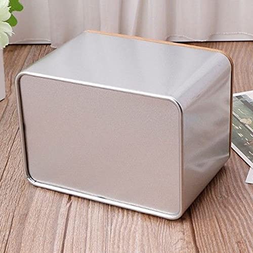 HXSAF Storage Box, Christmas Creative Gift Iron Storage Box Storage Box with Bamboo Cover Coin Candy Key Square Bite Storage Box 9.5x9.5x6.5cm, 10.5x7.5x7.2cm, 13x8x5.8cm (Silver), L-13x8x5.8cm