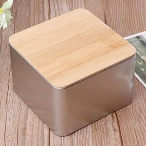 HXSAF Storage Box, Christmas Creative Gift Iron Storage Box Storage Box with Bamboo Cover Coin Candy Key Square Bite Storage Box 9.5x9.5x6.5cm, 10.5x7.5x7.2cm, 13x8x5.8cm (Silver), L-13x8x5.8cm