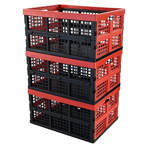 Jandson Folding Storage Crate 34 L, Collapsible Milk Crate 3 Packs