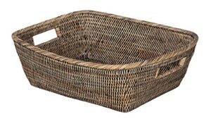 la jolla oblong rattan storage and shelf basket, black-wash