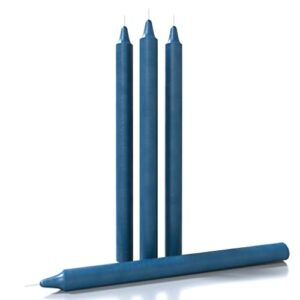 candwax dark blue taper candles pack of 4 – straight candles 10 inch ideal as unscented candles, dinner candles and table candles – slow burning candles dripless – smokeless long candlesticks