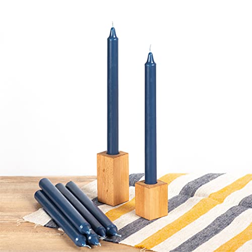 CANDWAX Dark Blue Taper Candles Pack of 4 - Straight Candles 10 inch Ideal as Unscented Candles, Dinner Candles and Table Candles - Slow Burning Candles Dripless - Smokeless Long Candlesticks