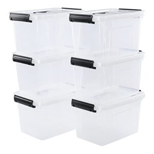 jandson 5.5 quart clear latching storage box, plastic container bin, 6 packs