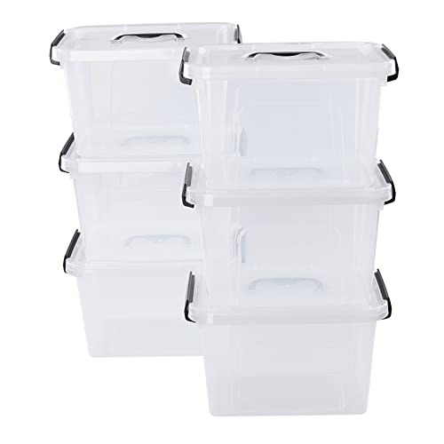 Jandson 5.5 Quart Clear Latching Storage Box, Plastic Container Bin, 6 Packs