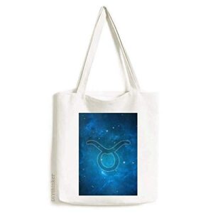 starry night taurus zodiac constellation tote canvas bag shopping satchel casual handbag