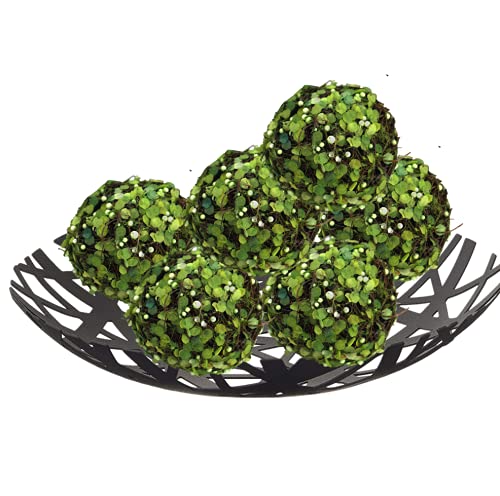 BYHER Decorative Balls for Bowls, Fake Moss Ball for Vase Filler Home Decor (3.2" - Set of 6)