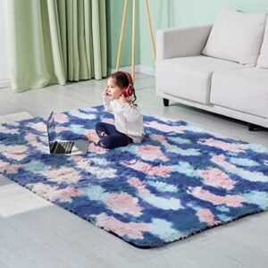 jillche bed stylish rug runner 3×5 feet, cozy soft plush fur living room area rug, trendy colorful rug for kids room decor, durable anti-skid play mat for baby, ultra comfy bedside rugs for bedroom