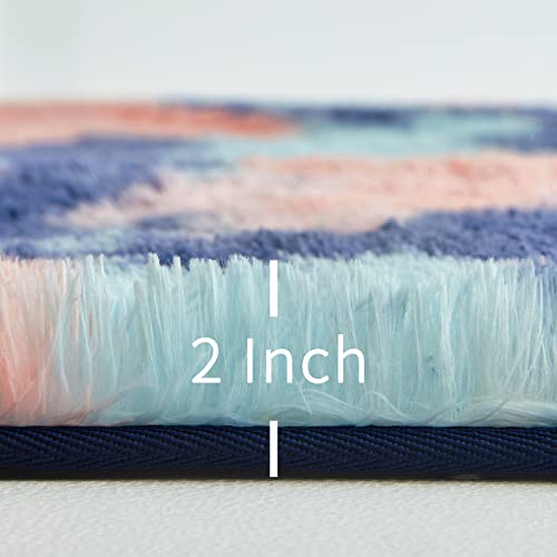 Jillche Bed Stylish Rug Runner 3x5 Feet, Cozy Soft Plush Fur Living Room Area Rug, Trendy Colorful Rug for Kids Room Decor, Durable Anti-Skid Play Mat for Baby, Ultra Comfy Bedside Rugs for Bedroom