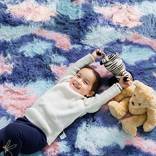 Jillche Bed Stylish Rug Runner 3x5 Feet, Cozy Soft Plush Fur Living Room Area Rug, Trendy Colorful Rug for Kids Room Decor, Durable Anti-Skid Play Mat for Baby, Ultra Comfy Bedside Rugs for Bedroom