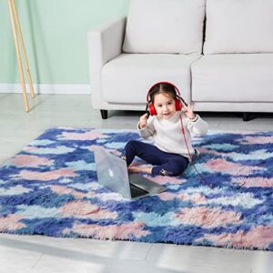 Jillche Bed Stylish Rug Runner 3x5 Feet, Cozy Soft Plush Fur Living Room Area Rug, Trendy Colorful Rug for Kids Room Decor, Durable Anti-Skid Play Mat for Baby, Ultra Comfy Bedside Rugs for Bedroom