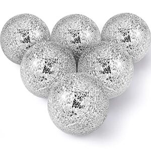 patelai 6 pieces 4 inch mosaic sphere balls decorative glass balls decorative orbs table centerpiece balls round glass ball bowl filler for bowls vases dining coffee table decor (silver)