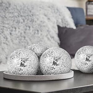 Patelai 6 Pieces 4 Inch Mosaic Sphere Balls Decorative Glass Balls Decorative Orbs Table Centerpiece Balls Round Glass Ball Bowl Filler for Bowls Vases Dining Coffee Table Decor (Silver)