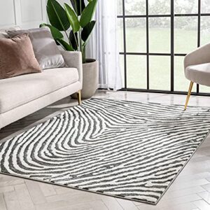 Well Woven Basma Grey Abstract Geometric Soft High-Lo Pile Area Rug 5x7 (5'3" x 7'3")