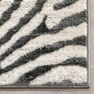 Well Woven Basma Grey Abstract Geometric Soft High-Lo Pile Area Rug 5x7 (5'3" x 7'3")