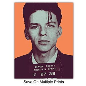 David Bowie, Elvis, Johnny Cash, Jimi Hendrix, Frank Sinatra, Mick Jagger Mugshot Poster Set - 8x10 Wall Art Decor, Decorations for Living Room, Bedroom - Gift for Men, Women - UNFRAMED Prints