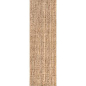 nuLOOM Ashli Handwoven Solid Jute Runner Rug, 2' 6" x 6', Natural