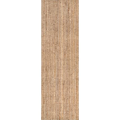 nuLOOM Ashli Handwoven Solid Jute Runner Rug, 2' 6" x 6', Natural