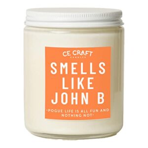 ce craft – smells like john b candle – white driftwood scented – gift for her, girlfriend gift, celebrity prayer candle, scented soy wax candle