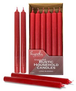 hyoola 10 inch dinner candles – 12 pack – red tall candles – unscented rustic candles – long burning candle sticks