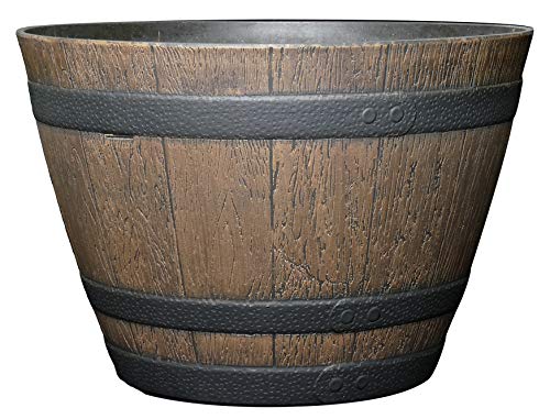 Classic Home and Garden S72CP3D-037R Whiskey Barrel Planter 3 Pack, 15", Kentucky Walnut