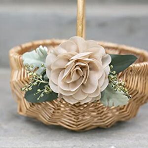 Willow Flower Girl Basket - Rustic Wood Flower Girl Basket - Country Wedding Basket w/Greenery Decor - Rattan Gift Basket by Ragga Wedding