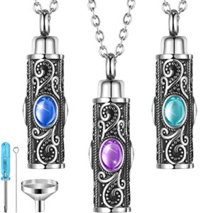 jadive 3 pieces cremation urn pendant necklaces ashes necklace pendant memorial keepsake pendant ash holder cremation jewelry for human ashes memory jewelry, 22 inches long