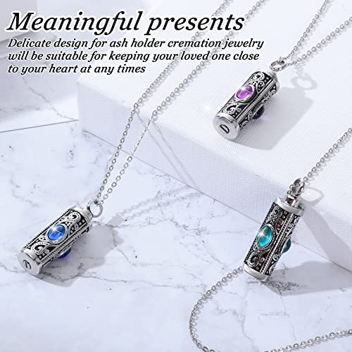 Jadive 3 Pieces Cremation Urn Pendant Necklaces Ashes Necklace Pendant Memorial Keepsake Pendant Ash Holder Cremation Jewelry for Human Ashes Memory Jewelry, 22 Inches Long