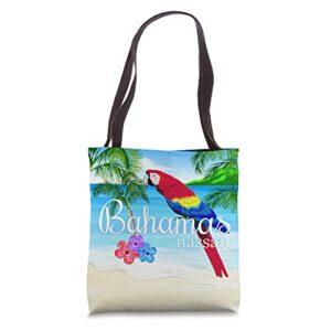 nassau bahamas summer vacation tropical parrot tote bag