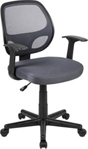 flash furniture flash fundamentals mid-back gray mesh swivel ergonomic task office chair with arms