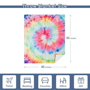 Fleece Throw Blanket for Couch, Patterned Warm Comfy Flannel Throw Blanket Fuzzy Ultra-Soft Cozy Microfiber Plush Blanket 330GSM for Sofa Bed Office All Season Use (40" x 50", Rainbow Tie Dye)