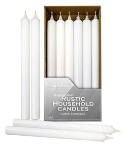 hyoola 10 inch dinner candles – 12 pack – white tall candles – unscented rustic candles – long burning candle sticks