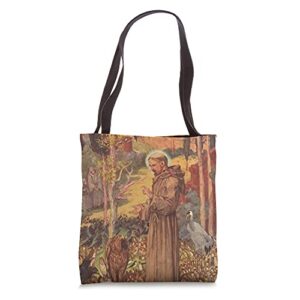 st francis of assisi art patron saint of animals catholic tote bag