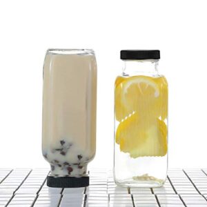 Vintage Water Bottles,Glass Drinking Bottles 16oz,Square Beverage Bottles 500ml With Lids For Kombucha,Tea,Glass Bottles For Homemade Drinks,Travel Reusable Milk Bottles Juiceing Bottles 20Pack …