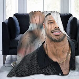 michael b. jordan fleece flannel lightweight air conditioning throw blanket super soft, fluffy, warm, cozy, plush, fuzzy, thick, for couch, sofa, living room or bed 50″x40″