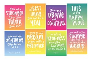 focus and zeal inspirational wall art 8 pack – 8 different motivational quotes for girls on 8″x10″ wall prints – great posters for girl’s bedrooms, dorms, and homes