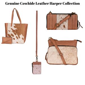 Mona B Harper Genuine Western Cowhide and Leather Tote Handbag Plus a Bonus Bag Vegetable Dyed with RFID Blocking