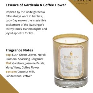 Harlem Candle Company Lady Day Luxury Scented Candle, Double Wick, 12 oz Gold Glass Jar, Soy Wax, Gift Box, Scents of Jasmine, Ylang Ylang, Neroli Blossom and Bergamot