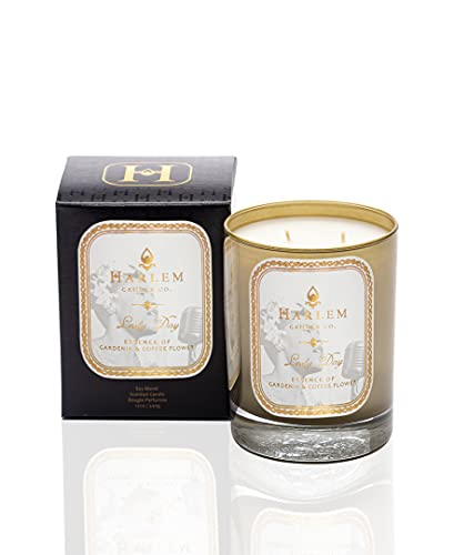 Harlem Candle Company Lady Day Luxury Scented Candle, Double Wick, 12 oz Gold Glass Jar, Soy Wax, Gift Box, Scents of Jasmine, Ylang Ylang, Neroli Blossom and Bergamot