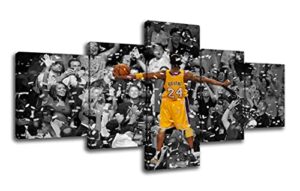 goforart kobe bryant wall art poster paintings 5 piece canvas art picture prints artwork living room wall decor modern home decoration wooden framed ready to hang [50”w x 24”h]