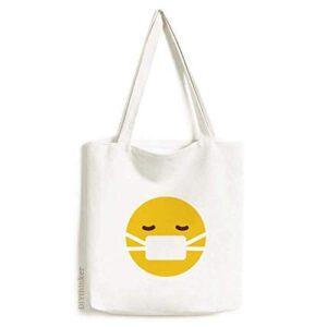 sick head yellow cute online chat tote canvas bag shopping satchel casual handbag