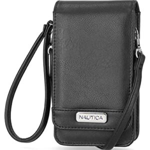 Nautica Catalina Vegan Leather RFID Womens Crossbody Cell Phone Purse Holder Wallet (Black)