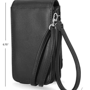 Nautica Catalina Vegan Leather RFID Womens Crossbody Cell Phone Purse Holder Wallet (Black)