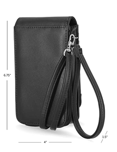 Nautica Catalina Vegan Leather RFID Womens Crossbody Cell Phone Purse Holder Wallet (Black)