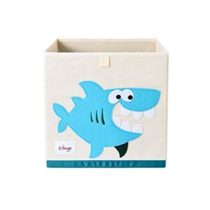 vmotor foldable animal canvas storage toy box/bin/cube/chest/basket/organizer for kids, 13 inch(shark)